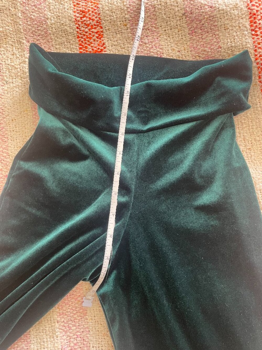 Green Velvet Boho Flare Pants - Picture 3 of 5